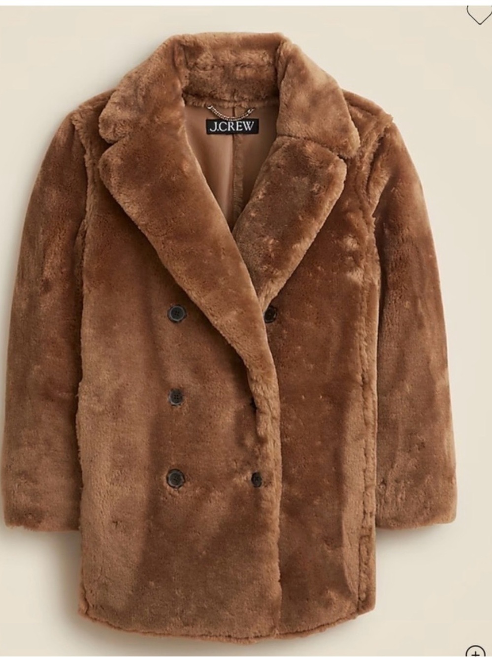 J crew Faux-fur peacoat soft brown